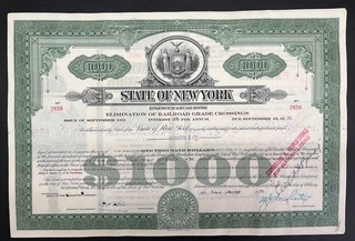 NYSB26 👍 4x New York State Bond $1.000 Railroad Grade Crossings 09/31