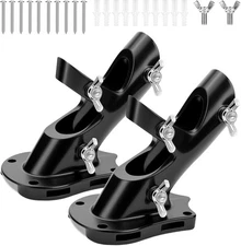 1" Flag Pole Holder for Outside House, REERON 2-Positions Metal Black-2 Pack 