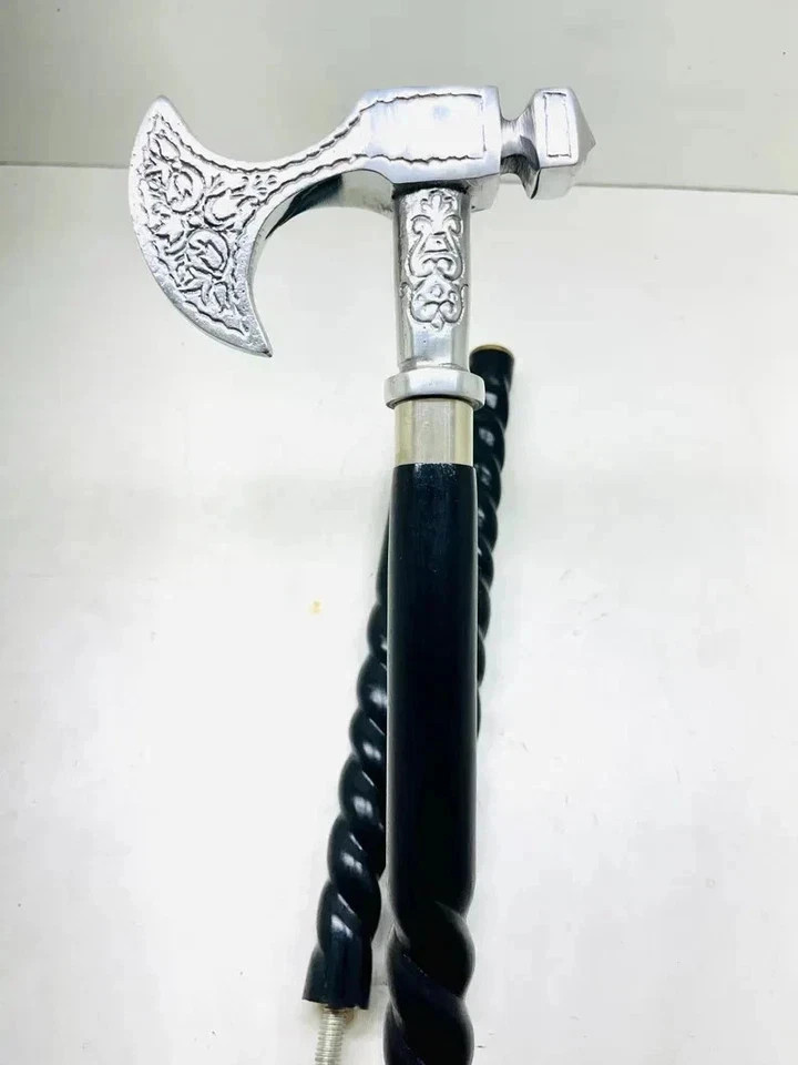 37'' Stylish Solid Brass Axe Head Handle Victoria… - image 3