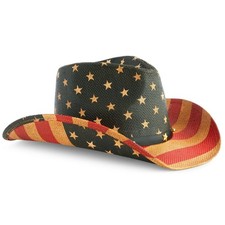 USA Straw American Flag Cowboy Hat for Men, Women, Looks Vintage Cowgirl Hat ...