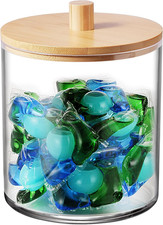 1 Pack 50oz Laundry Pods Container with Natural Bamboo Lid