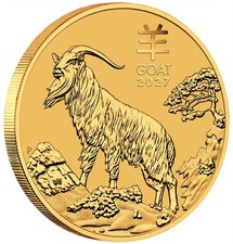 2027 P Australia Gold Lunar Series III Year of the Goat 1/10 oz $15 - BU 4626.10 per troy oz