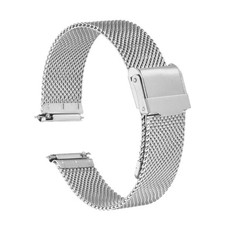 316L Stainless Steel Mesh Watch Band 17mm Quick Release Adjust Strap, Silver