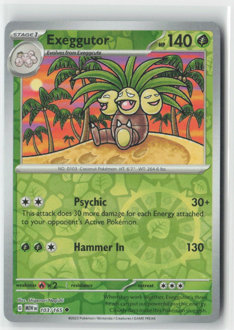 Exeggutor 103/165 Uncommon 151 Pokemon Reverse Holo Near Mint
