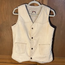 Vintage Wrangler XL Youth 36  Chest Cream Vest Corduroy Sherpa Lined Buttoned VG