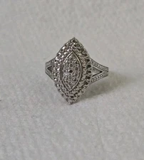 Zales sterling silver long cluster lab created clear topaz ring SAI $239 7