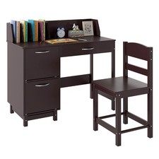 Kids Study Desk  Chair Set w/Chair, 2 Storage Cabinets, Drawer, 4 Book Sorters