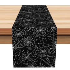 Halloween Table Runner 13x72Inch Linen Halloween Spider Web Table Runner for ...