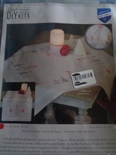 DIY VERVACO STAMPED EMBROIDERY KIT CHRISTMAS TREES TABLE RUNNER 16" X 40"