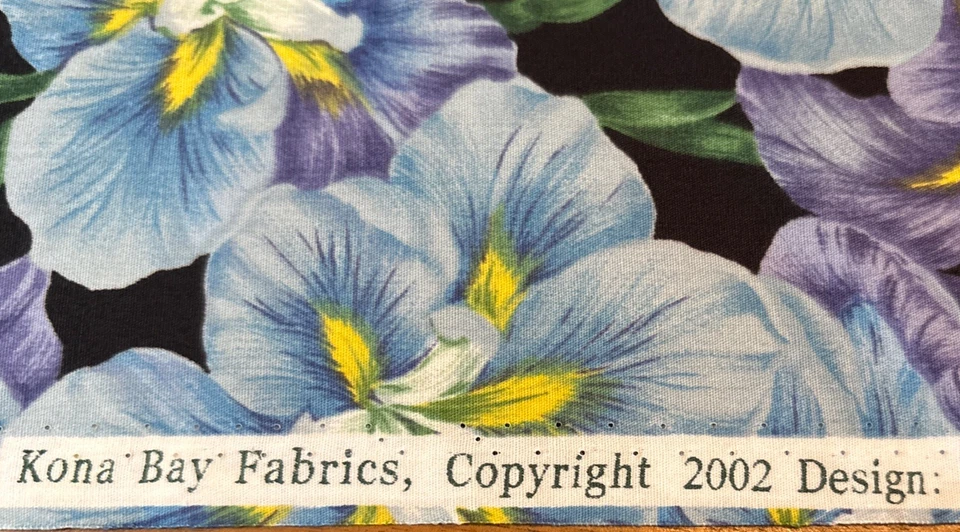Telas Kona Bay 2002 “Floral” Algodón Azul Púrpura 44” x BTY Foto 3 de 3