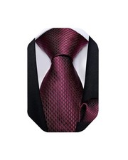 Men's Solid Color Woven Silk Plain Necktie and Pocket Square Set Wedding