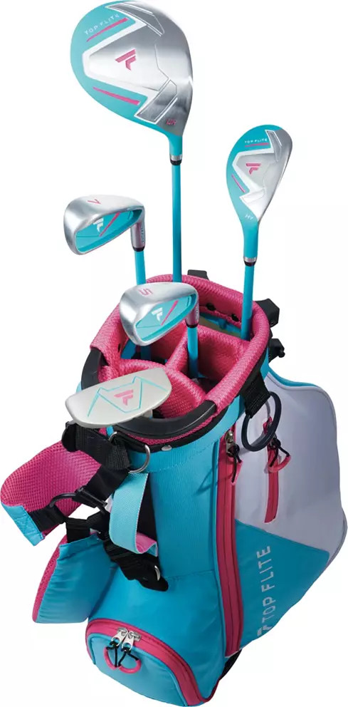 Top Flite Youth 8 Piece Complete Golf Set Teal/Pink Ages 5 8 Height 46" 52"