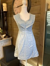 Guess Blue Chambray Smocked Light Wash Denim Mini Dress S