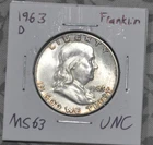 1963 D FRANKLIN HALF DOLLAR Uncirculated 90% Silver