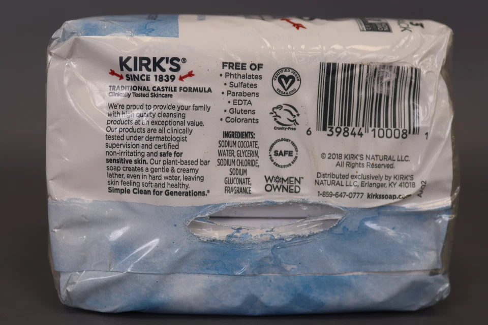 Jabón en barra natural Kirk's Original Coco Castile 4 oz 3 unidades Foto 3 de 4