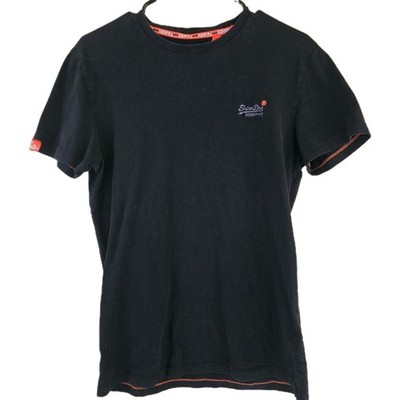SUPERDRY Mens T-Shirt Top Small Black Cotton Black 