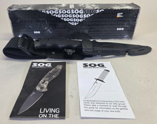 SOG SEAL Pup 4.75" Knife with Sheath Fixed Blade Combination Edge Knife