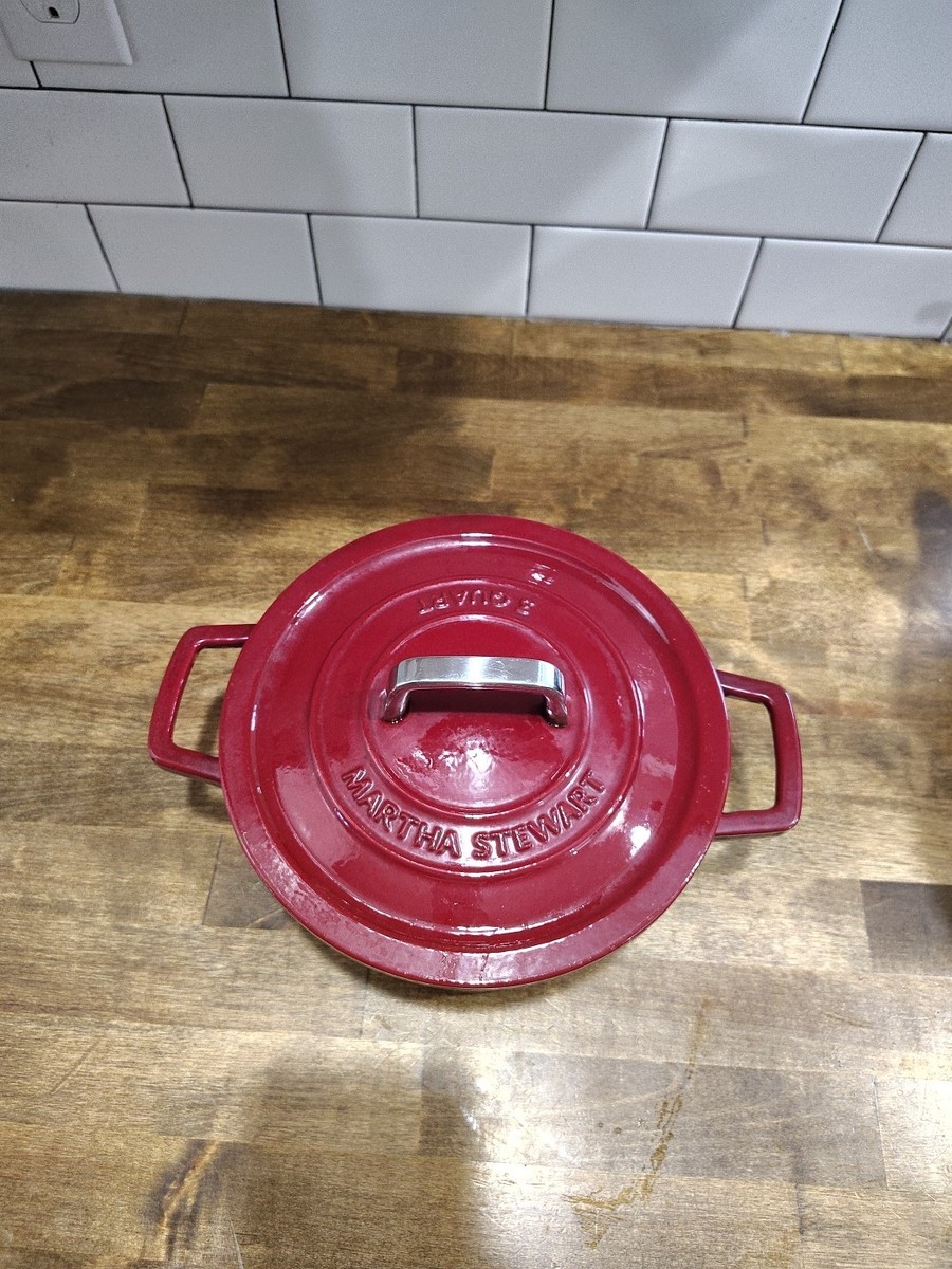 Martha Stewart Collection Red Enameled Cast Iron 3 Qt. Round Dutch