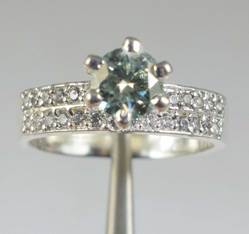 1.28 Ct Blue Diamond Solitaire 6 x 6 mm Round Certified Ring Latest Collection - Picture 7 of 7