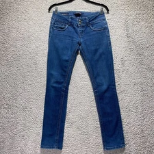 Vigoss New York Skinny Stretch Jeans Blue Denim Size 1/2 26 Inseam 31 Mid Rise