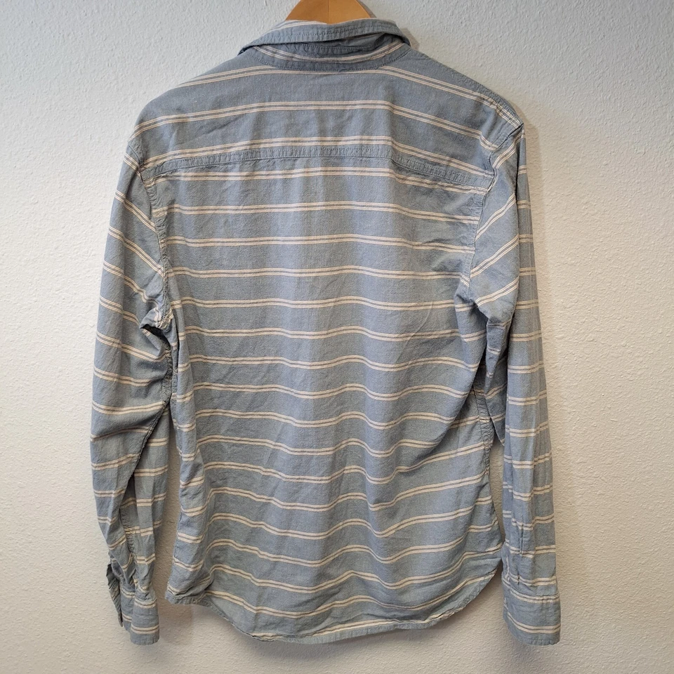 Free Planet Button Down Shirt Long Sleeve Chambray Cream Stripe Men's Size XL - Image 2 of 4