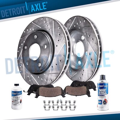 Front DRILLED SLOTTED Brake Rotors + Ceramic Pads For 1999 2000 2001 Lexus RX300