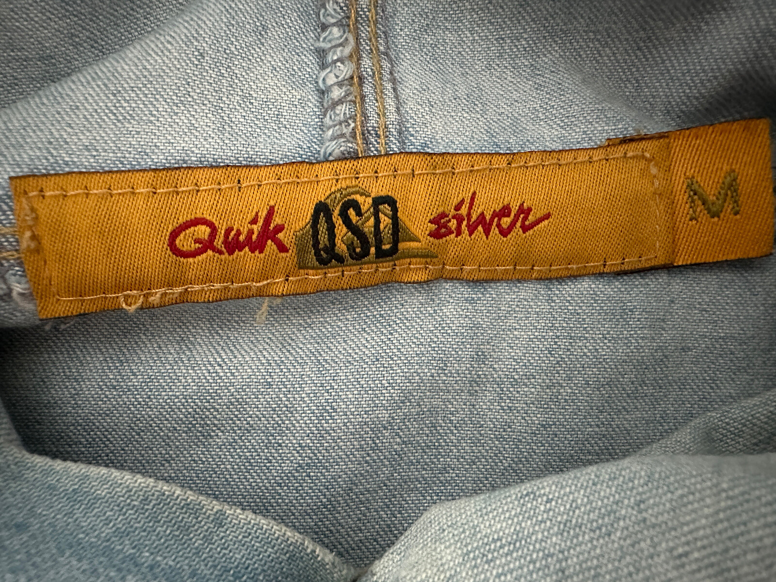 Vintage Rare Quicksilver Men’s Light Blue Denim Oversized Hoodie Size Medium image 7