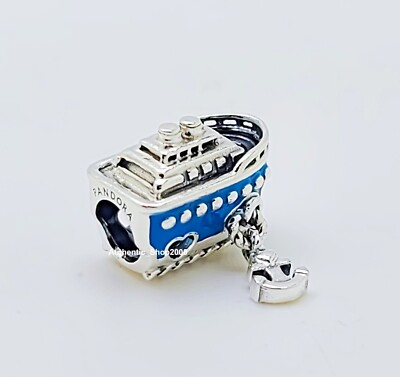 NEW 100% Authentic PANDORA 925 Ale blue Anchored Cruise Ship Charm 792198C01