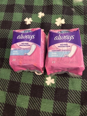 Always Thin Fresh Daily Liners Clean Scent 20 Count Clean Scent NEW NIP X2