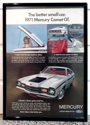 Gerahmte Original Oldtimer Werbung für den Mercury Comet GT von 1971