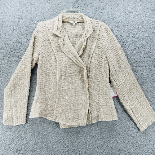CAbi Estate Jacket Chenille Blazer Size Medium #985 Tweed Snap Up Wheat Beige - Picture 3 of 18