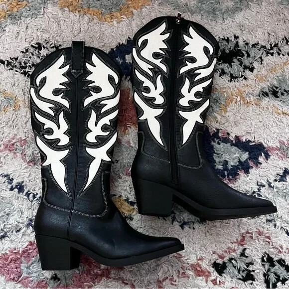HOT Embroidered Boots Forever 21 Western Boots Forever 21 Two