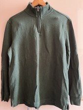 Men's Quarter-Zip Textured Cotton Sweater Green Club Room Medium