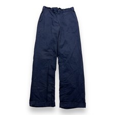 Vintage 1940s 50s Navy Blue Chino Slack Pants Cotton Crotch Gusset 28 29