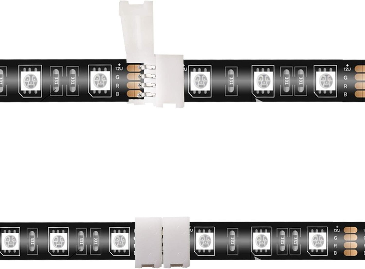 Conector LED RGB De 4 Pines – Clip Joiner Para Tiras 5050/3528 (10 Mm) – Conexión Recta