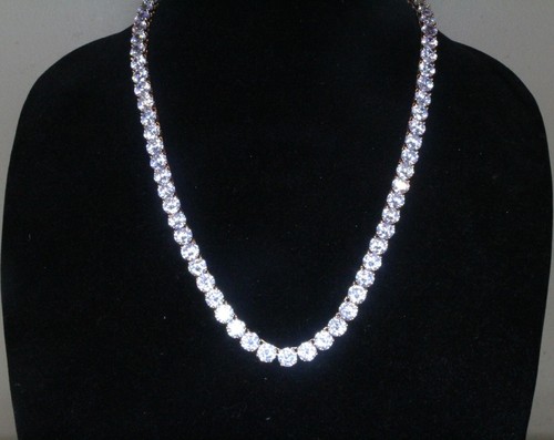 Collar de cadena de tenis de oro rosa maciza XXL de 8 mm 152 quilates diamantes simulados en laboratorio VVS - Imagen 6 de 6