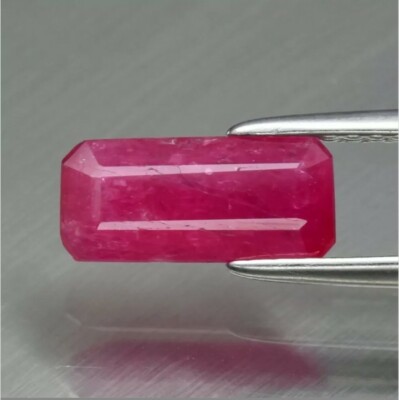 1.34ct 10x4.6mm Octagon Natural Pinkish Red Ruby Mozambique (Ver vídeo)