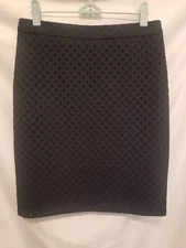 Banana Republic Factory Pencil Skirt Sz 2 Navy Blue Zip Up Lattice Accent