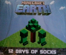 MINECRAFT EARTH SOCKS - 12 DAYS OF SOCKS Unisex Boy Girl SHOE SIZE 10 to 4 - NIB