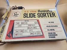Vintage Logan E-Z View Illuminated 40 Slide Sorter All Metal No.1055