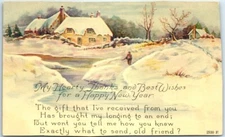 Postcard - Winter Scene - My Hearty Thanks & Best Wishes for a Happy New Year