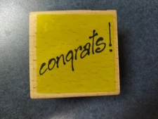 Vap! Scrap Congrats! Rubber Stamp 2" Square EUC Barely Used