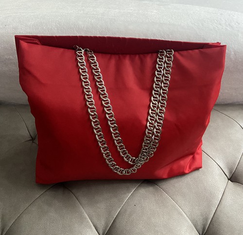 PRADA Large Red Nylon Tote Bag/ Shoulder Bag VTG Authentic