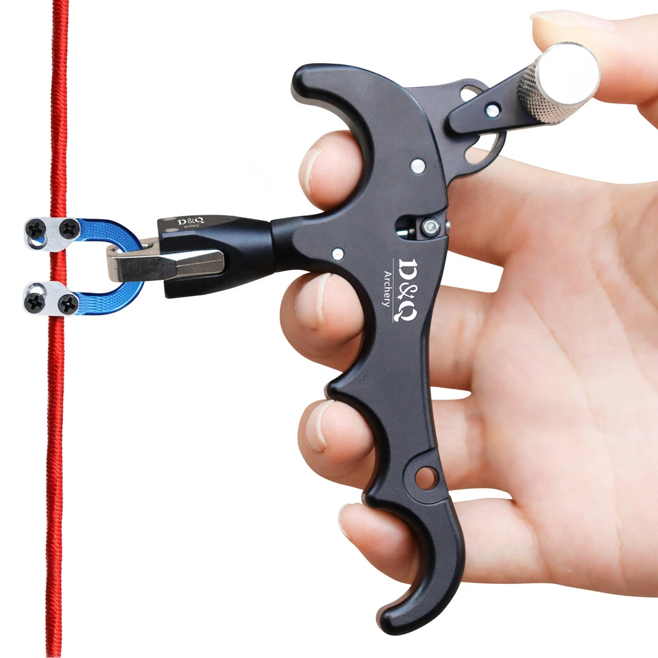 4 Finger Archery Release Aids Thumb Trigger D Loop Ring Compound Bow Hunt Shoot - Image 3 of 4