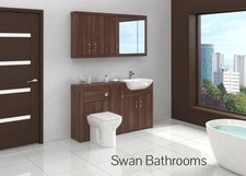 TOBACCO WALNUT BATHROOM FITTED FURNITURE WITH WALL UNITS 1500MM