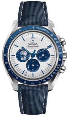 Omega Apollo 13 50th Anniversary Speedmaster White Blue Dial Snoopy Mens  Watch