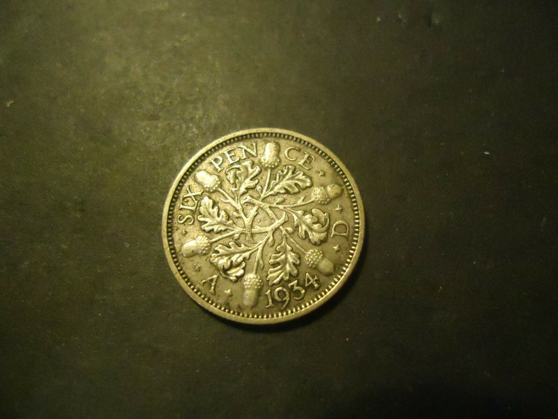 1934 ENGLISH/BRITISH SIX PENCE .500 (((SILVER))) USA SELLER 