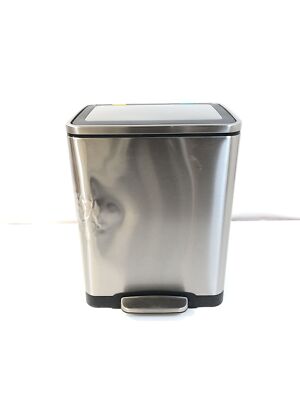 Amazon Basics 30L Dual Bin Mülleimer mit Fußpedal, Edelstahl, Silber