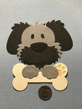 HANDMADE Paper Die Cut 1 Dog w/ Bone / Scrapbook  Card Embellishment