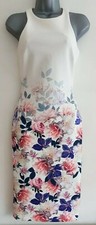 NEW LOOK Womens Cream Mix Floral Sleeveless Bodycon Dress. Size UK 8, EU 36.